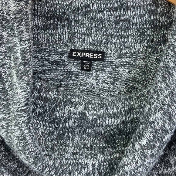 Express Long Sleeve Cowl Neck Sweater Heather Gray & White G4 - Picture 4 of 8